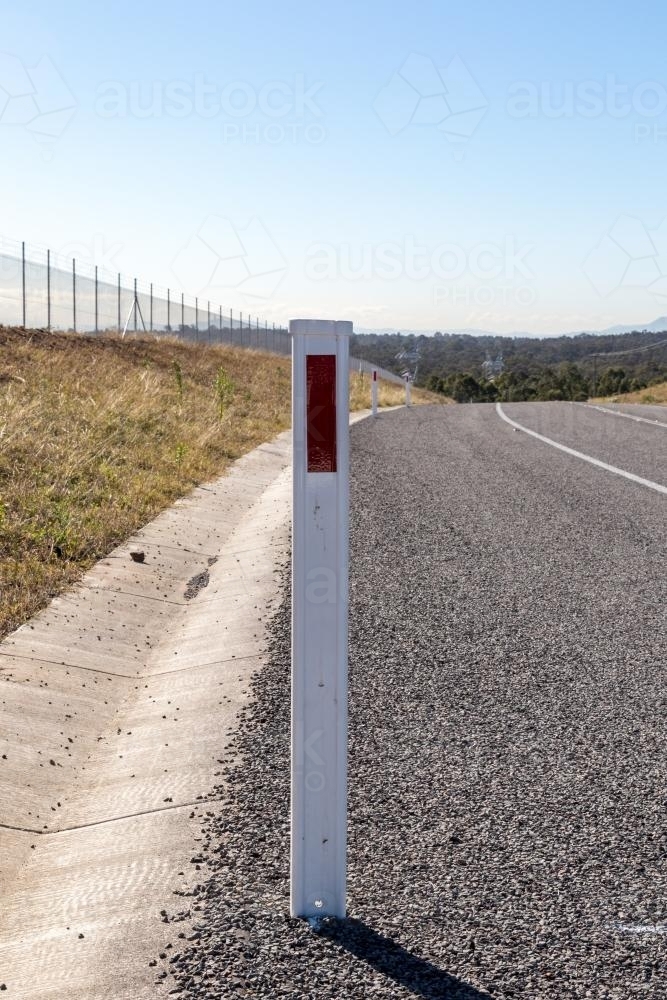 Roadside reflective guide post - Australian Stock Image