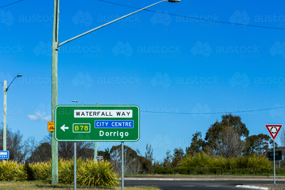 Roadside sign along the A15 B78 waterfall way and Dorrigo - Australian Stock Image