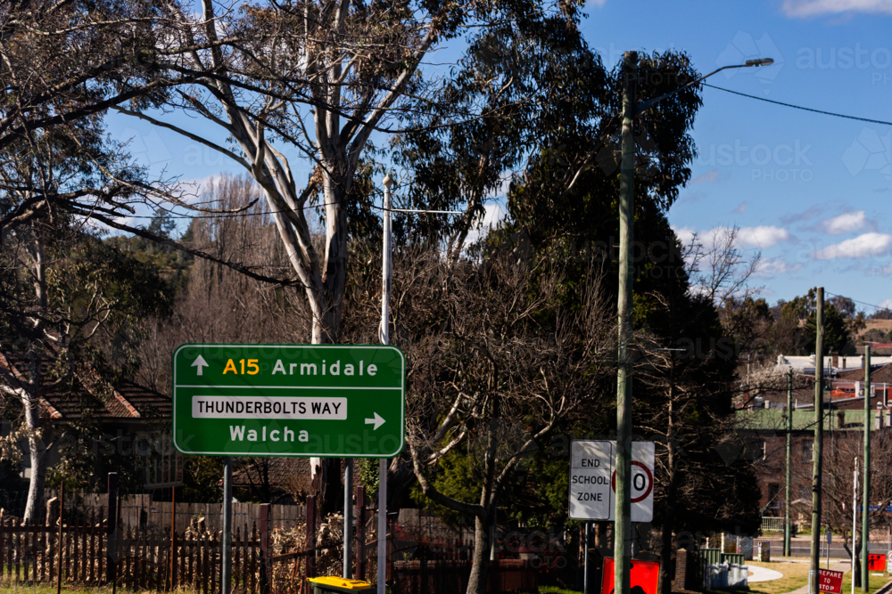 Image of Roadside sign along the A15 to Armidale and Walcha - Austockphoto