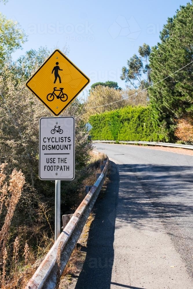 Roadside sign for cyclists - Australian Stock Image