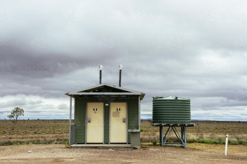 Roadside toilet stop in remote location - Australian Stock Image