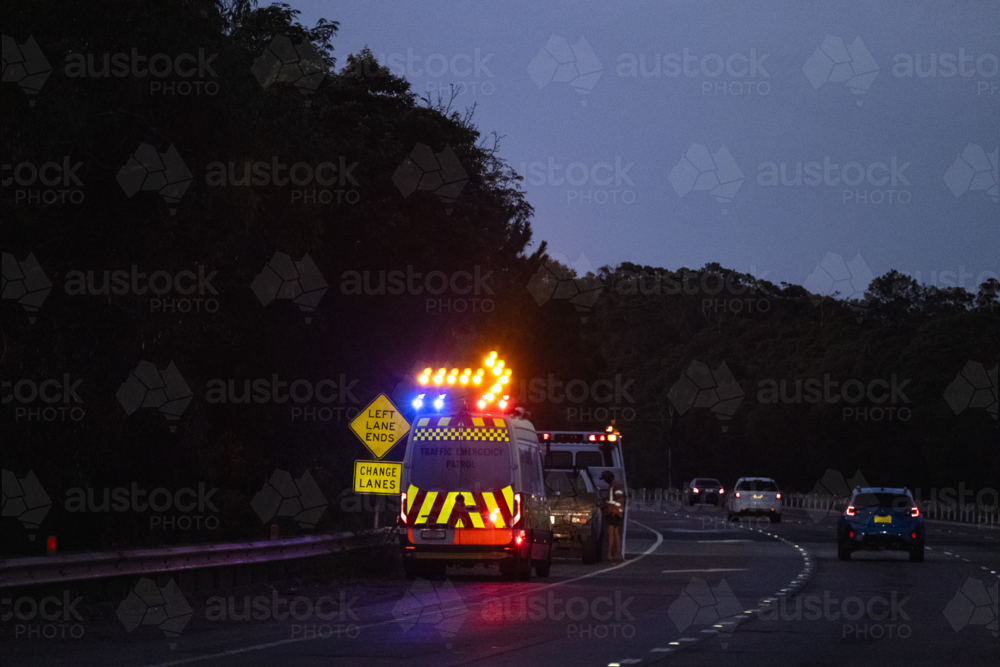 Roadside Traffic Emergency Vehicle and tow truck - Australian Stock Image