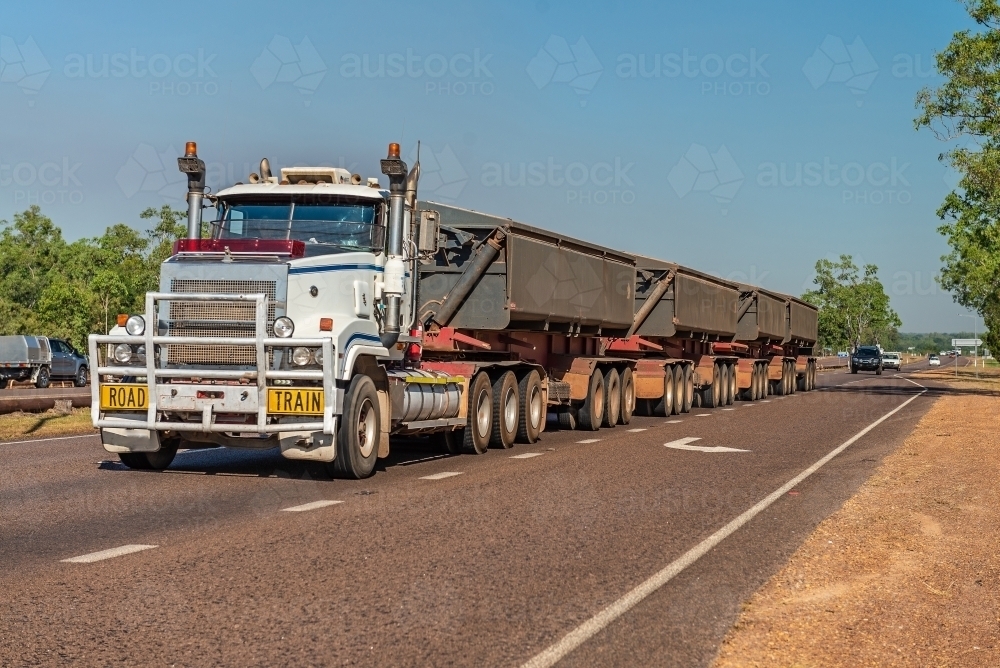 Image of Roadtrain along Stuart Hwy - Austockphoto