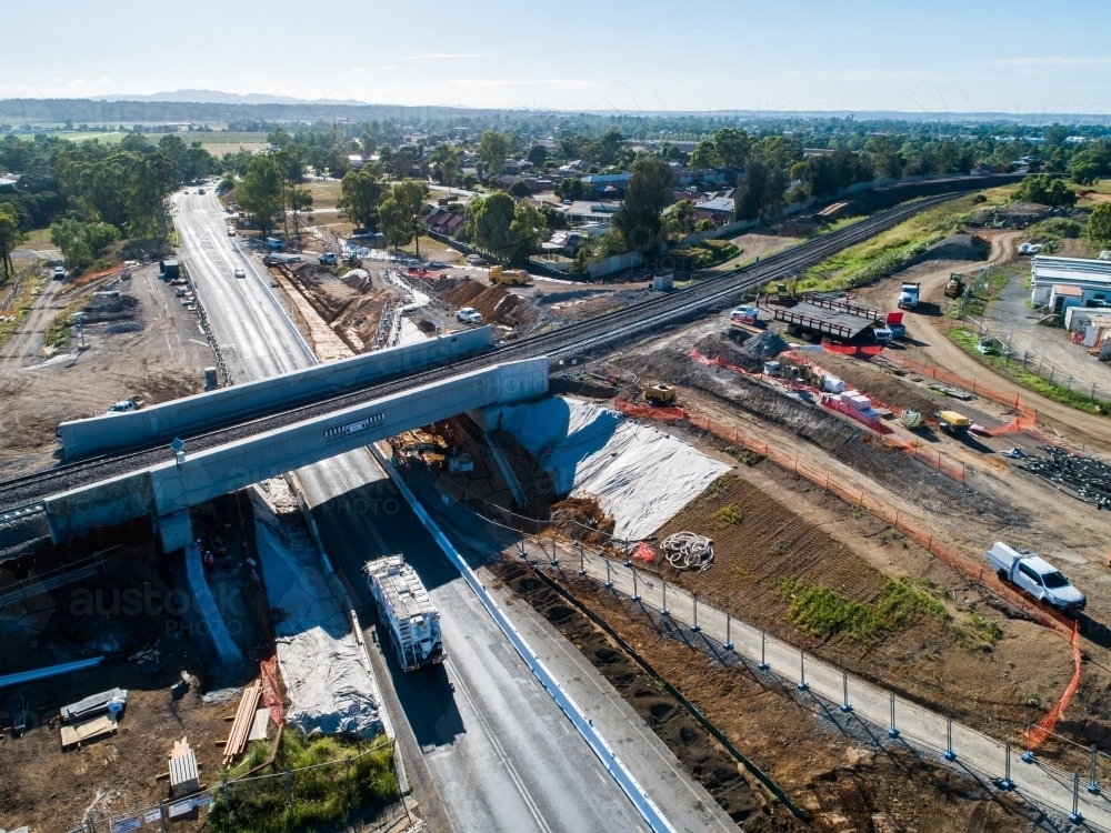 Roadwork at Gowrie Gates, New England Highway - Australian Stock Image