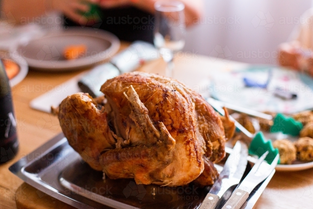 roast turkey ready for christmas dinner - Australian Stock Image