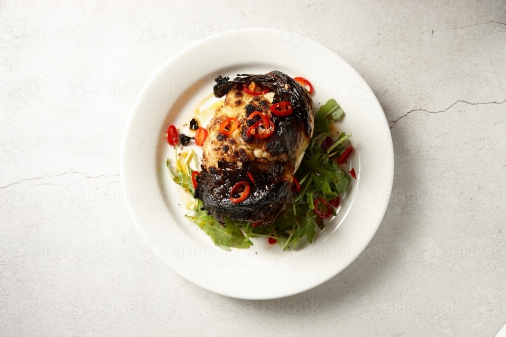 Roasted cauliflower salad dish - Australian Stock Image