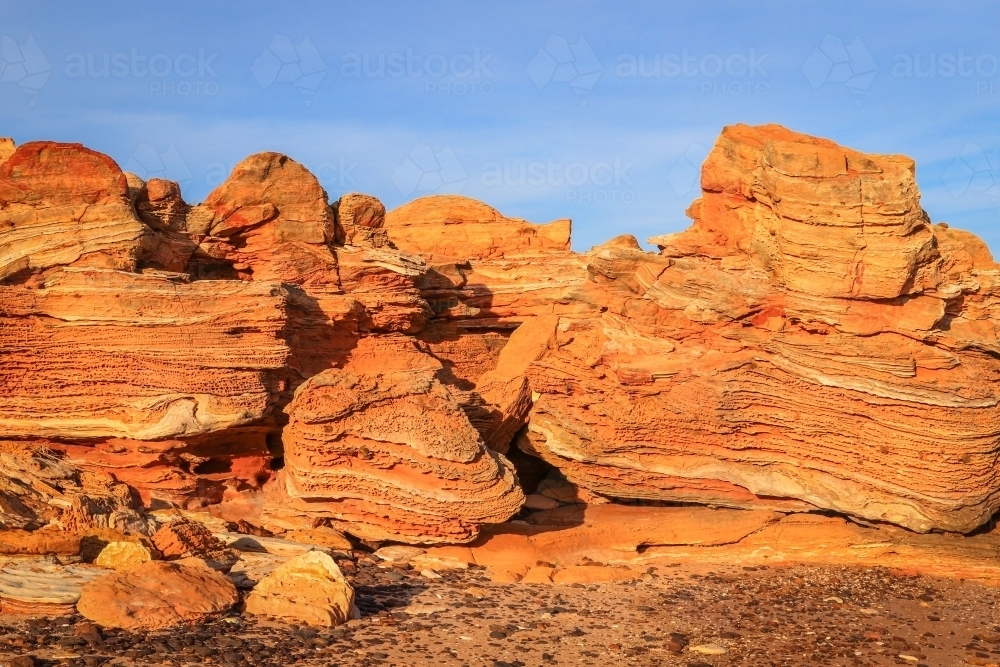 Rock cliffs of Roebuck Bay, Broome - Australian Stock Image