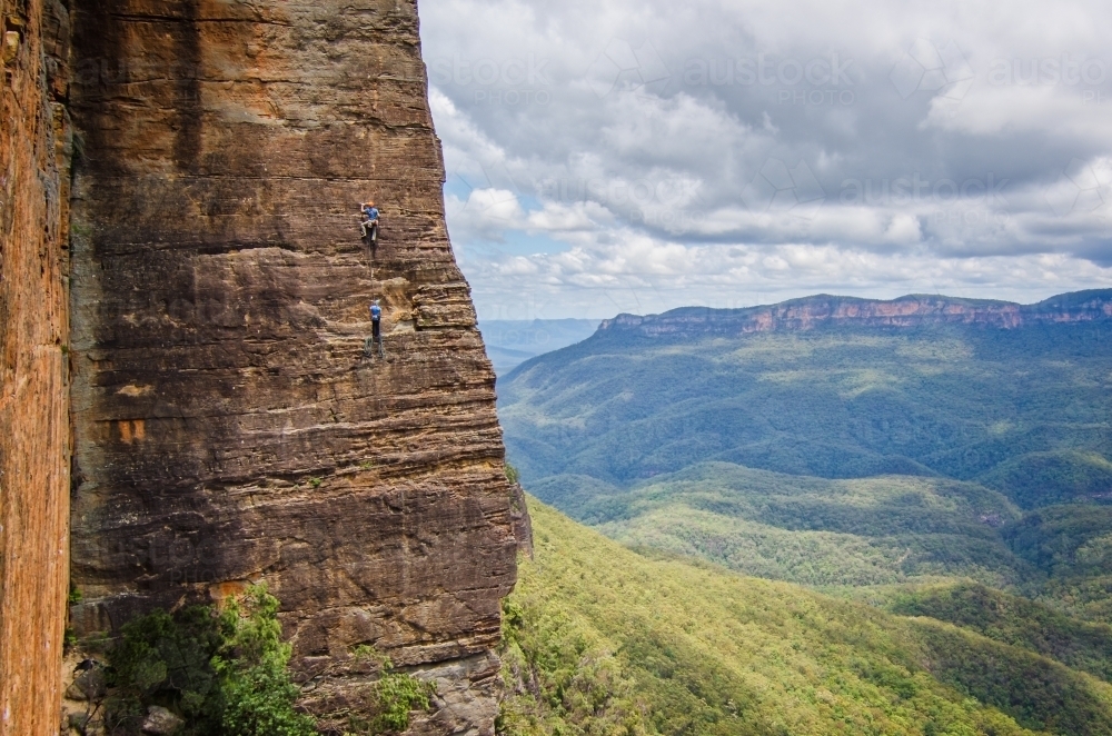 Rock Climbing in the Blue Mountains - Australian Stock Image