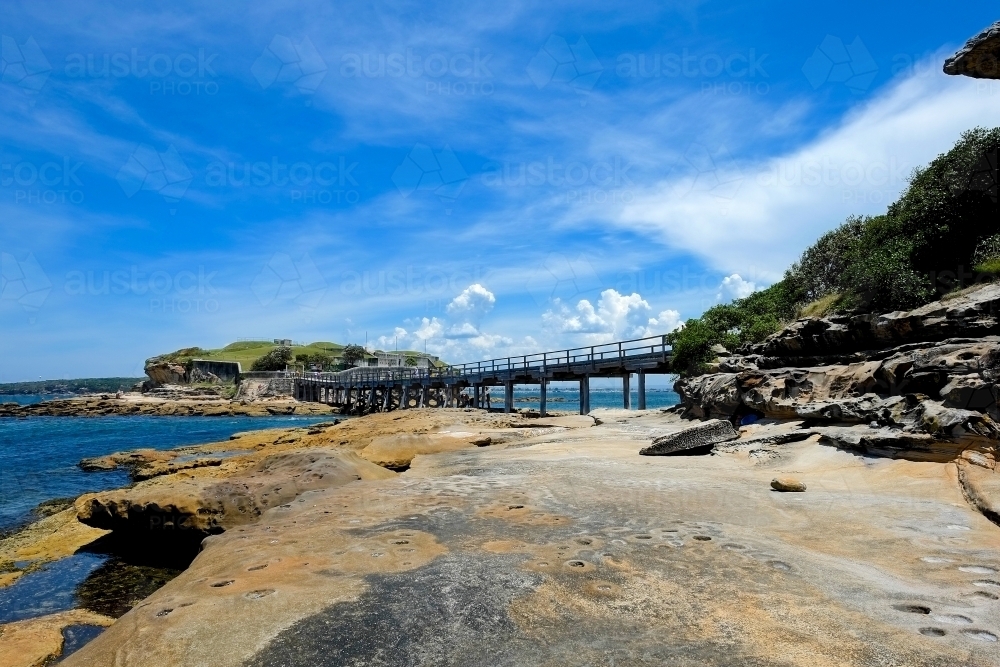 Rock formations at Bare Island, La Perouse - Australian Stock Image