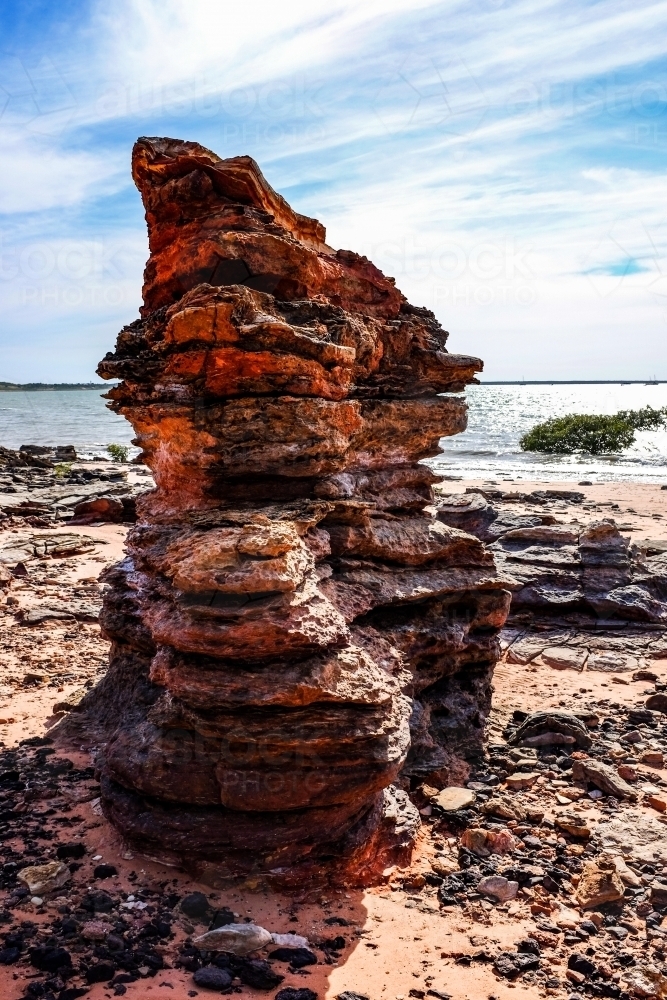 Rock formations on coastline : Austockphoto Rock formations on coastline - Australian Stock Image