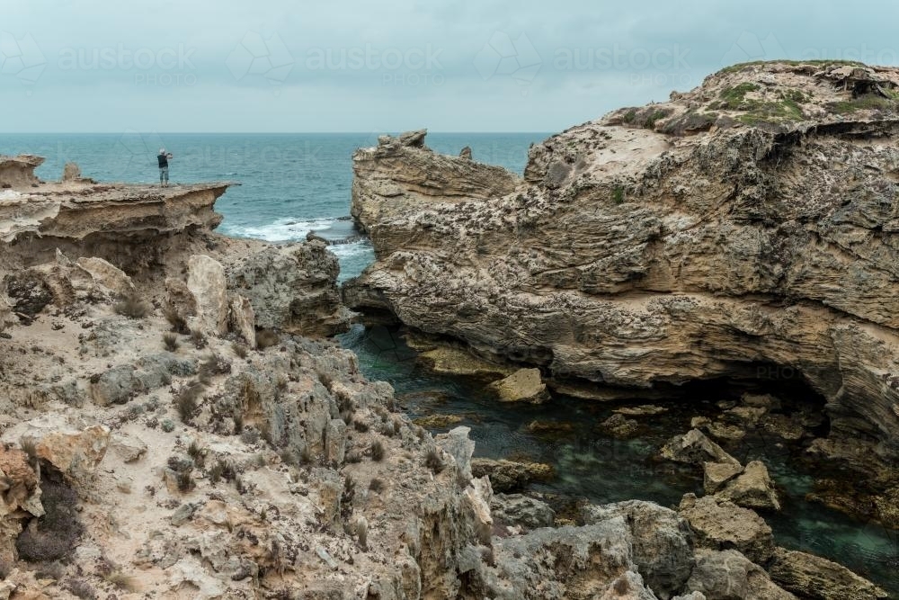 Rock Lookout with Ocean in Background - Australian Stock Image