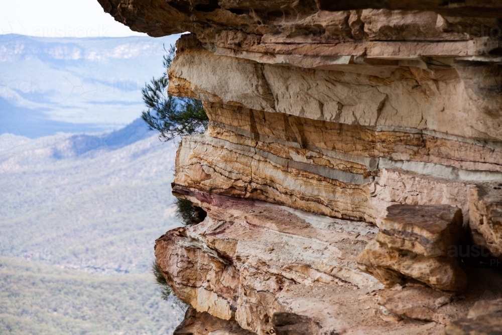 Rock of cliff in the blue mountains - Australian Stock Image