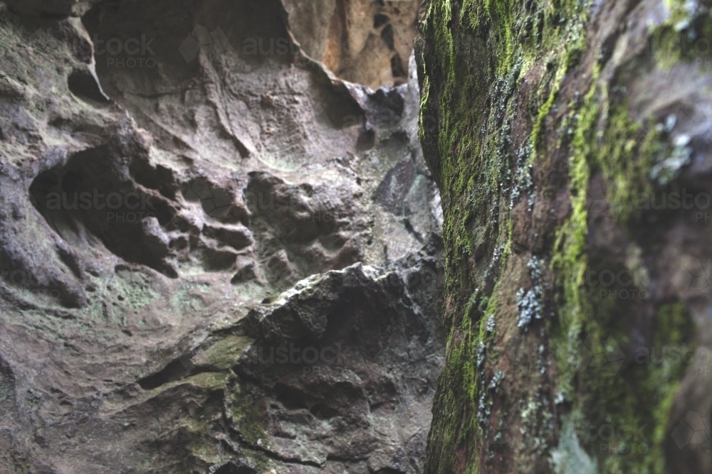 Rock surfaces with moss - Australian Stock Image