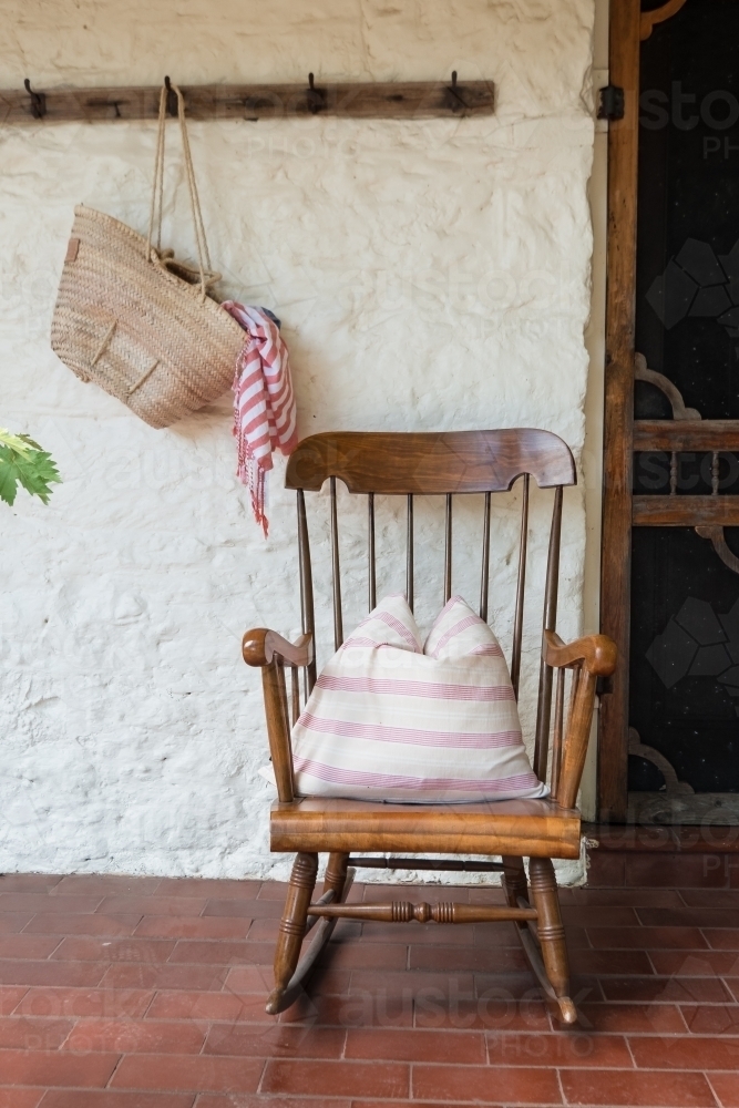 Image of Rocking chair on a verandah. Austockphoto