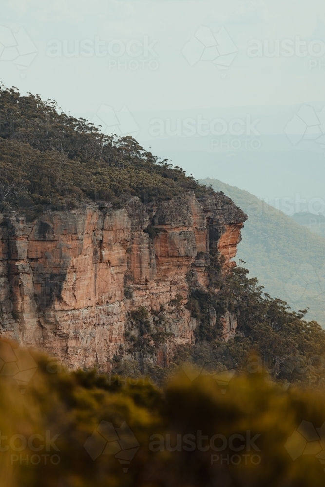 Rocky cliff face view as seen from Blackheath Lookout - Australian Stock Image