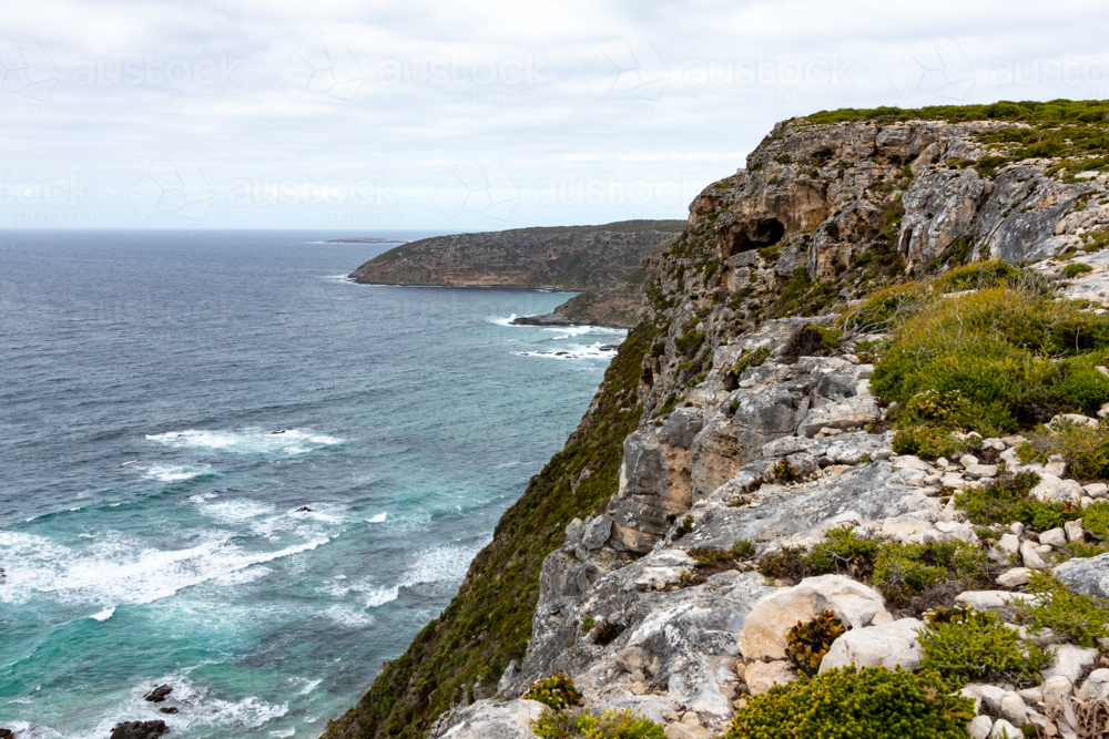 Rocky Cliffs and Turquoise Ocean at Kangaroo Island - Australian Stock Image