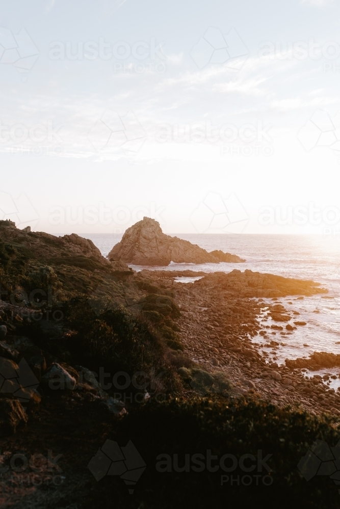 Rocky coastline at dusk - Australian Stock Image