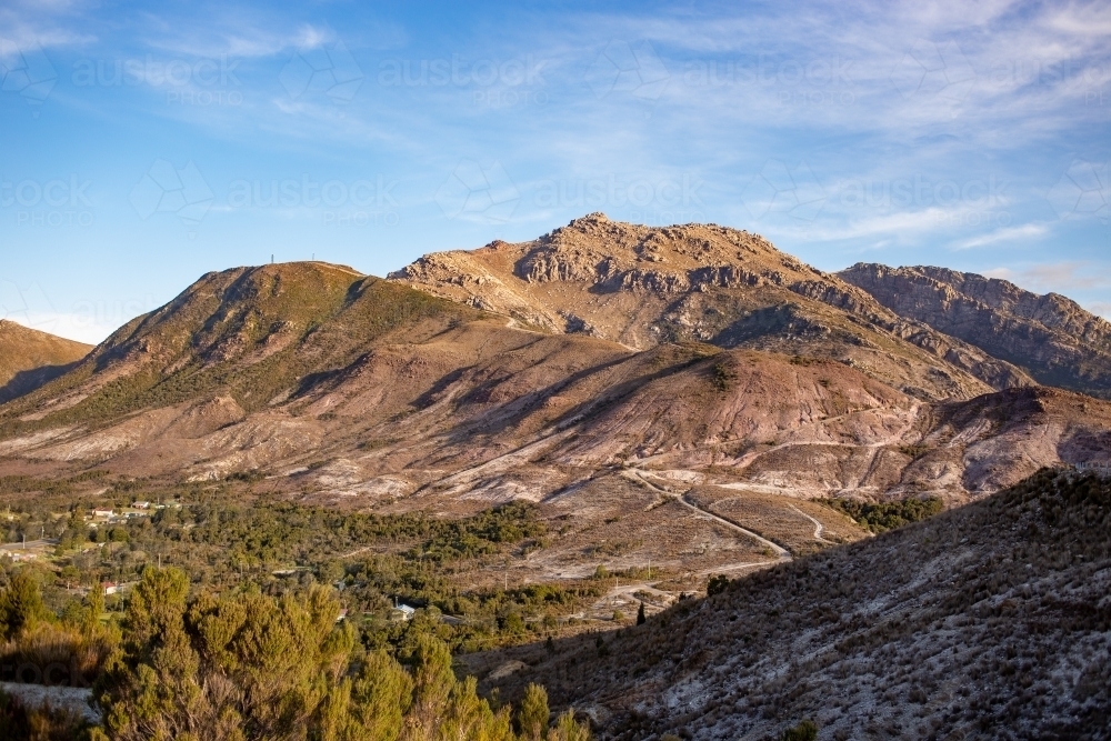 Rocky mountains and blue sky - Australian Stock Image