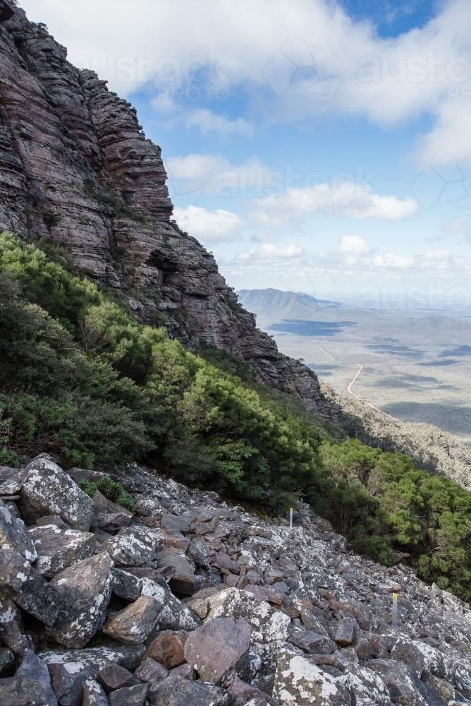 Rocky View Halfway up Mt Toolbrunup - Australian Stock Image