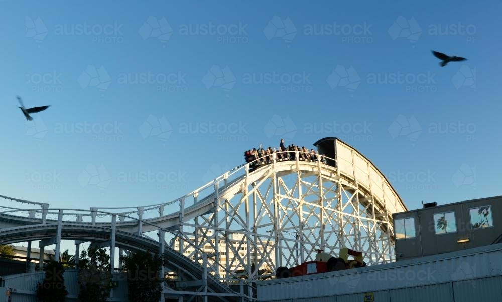 Roller Coaster at a Fun Park in St Kilda, Melbourne, Victoria - Australian Stock Image