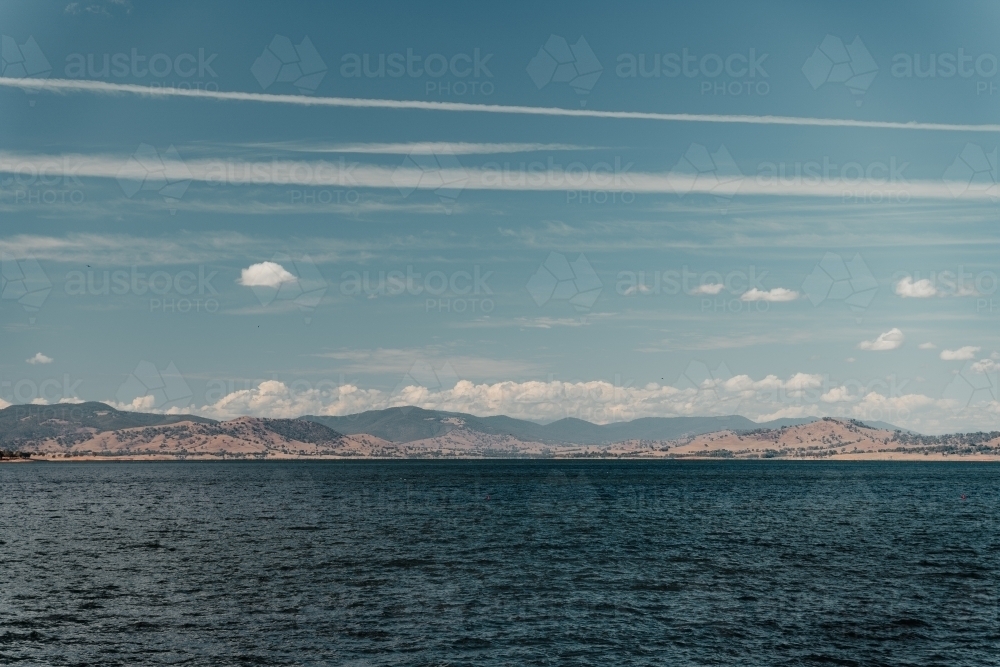 Rolling hills and blue water — Views from the Dam Wall at Hume Dam. - Australian Stock Image