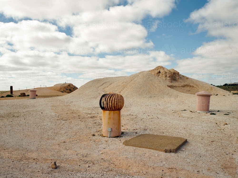 Rooftops and air vents at Coober Pedy - Australian Stock Image