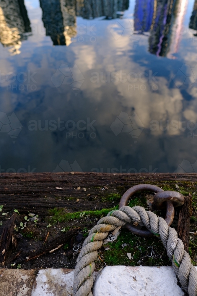 Rope on a Pier in Victoria Harbour - Australian Stock Image