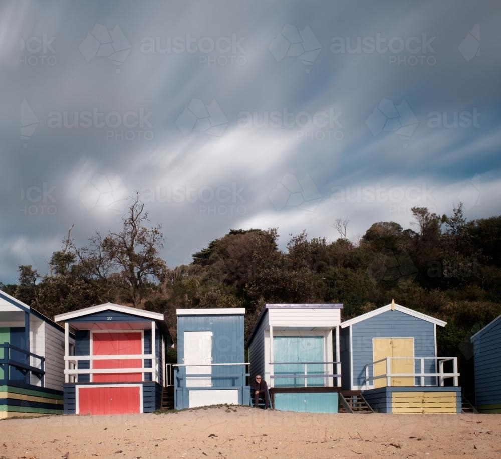 Row of Beach Cabins in Mount Martha - Australian Stock Image