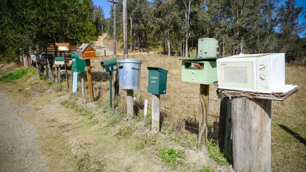 Row of rural postboxes - Australian Stock Image
