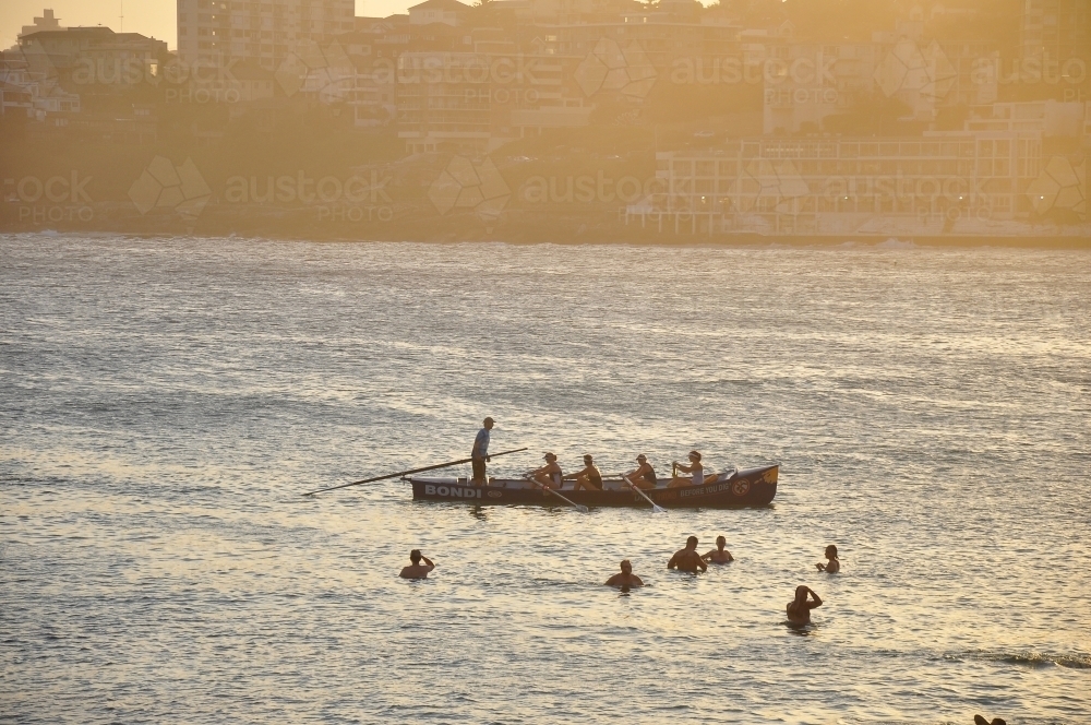 Rowing boat on Bondi Beach - Australian Stock Image