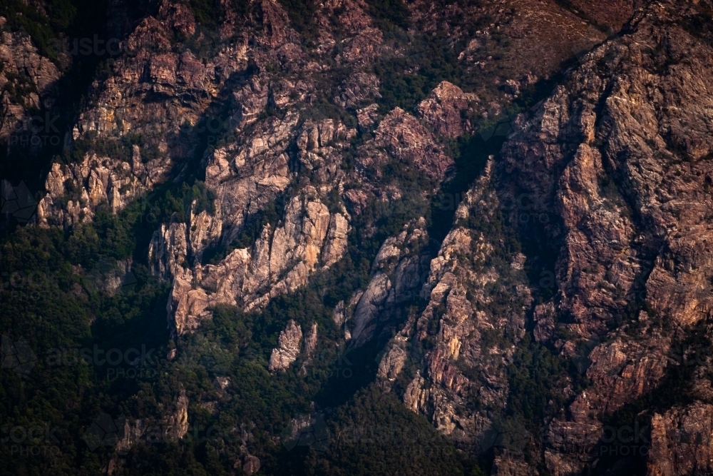 Rugged Cliffside outside of Queenstown, Tasmania - Australian Stock Image