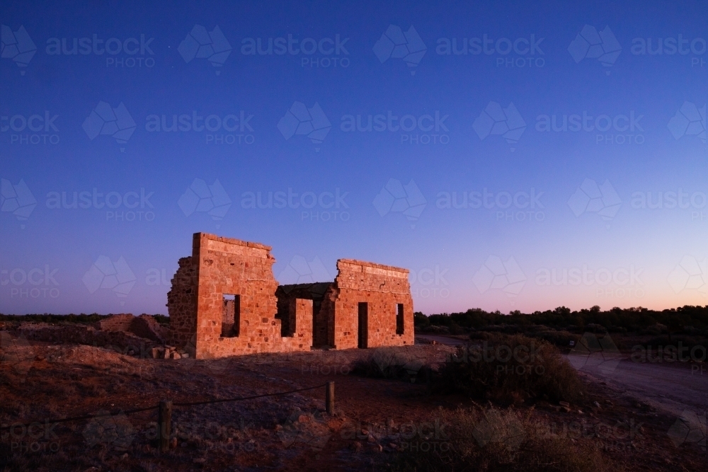 ruin in predawn light - Australian Stock Image