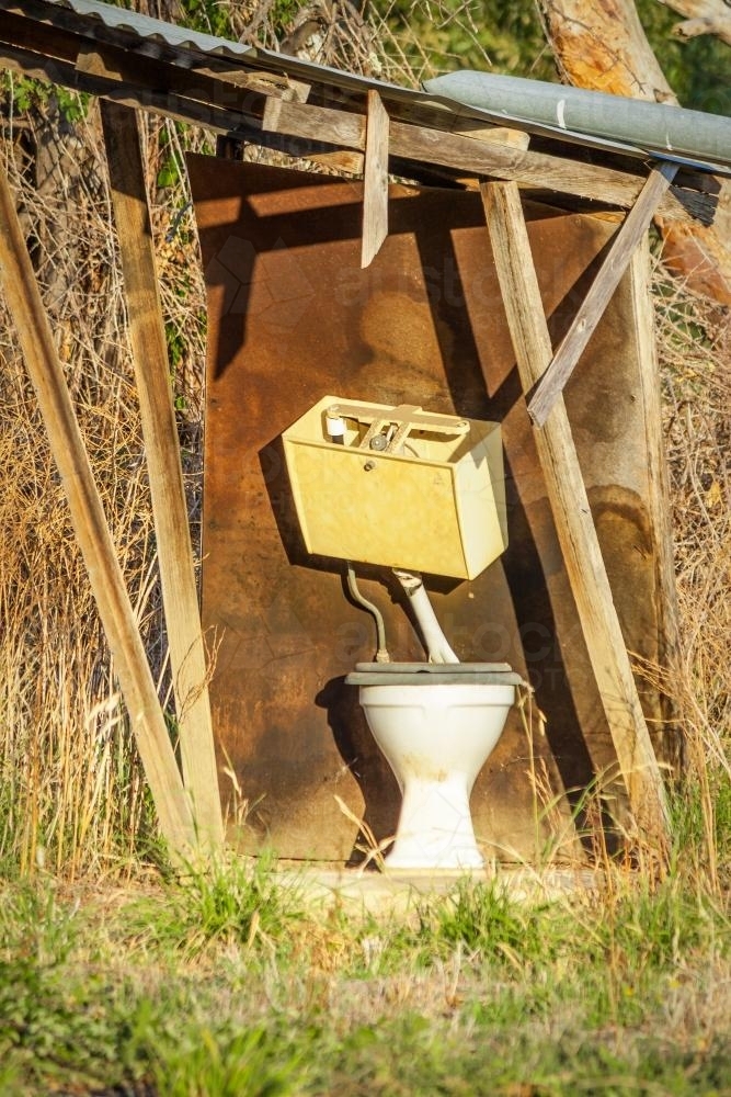 Ruins of an outdoor toilet - Australian Stock Image