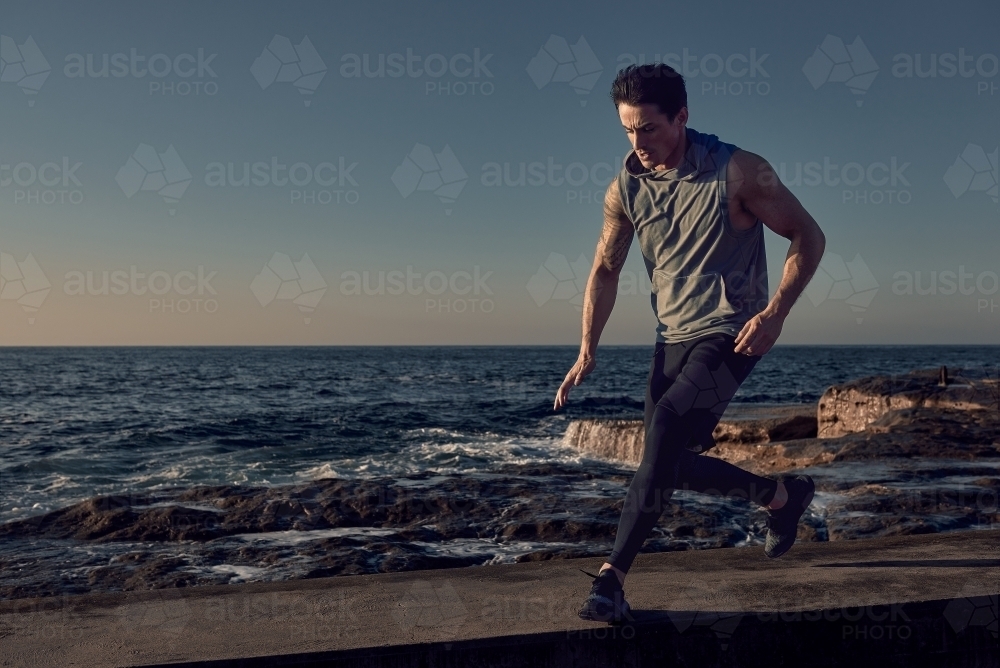 Running man in the early morning - Australian Stock Image