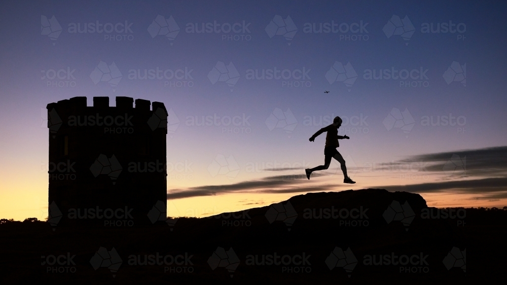 Running man in the early morning - Australian Stock Image