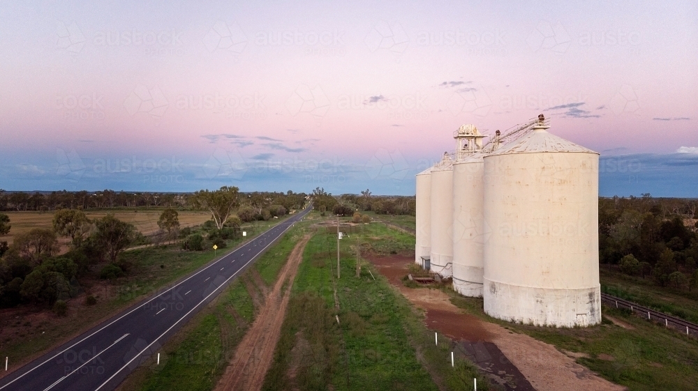 Rural Aerial View Queensland Silos. - Australian Stock Image