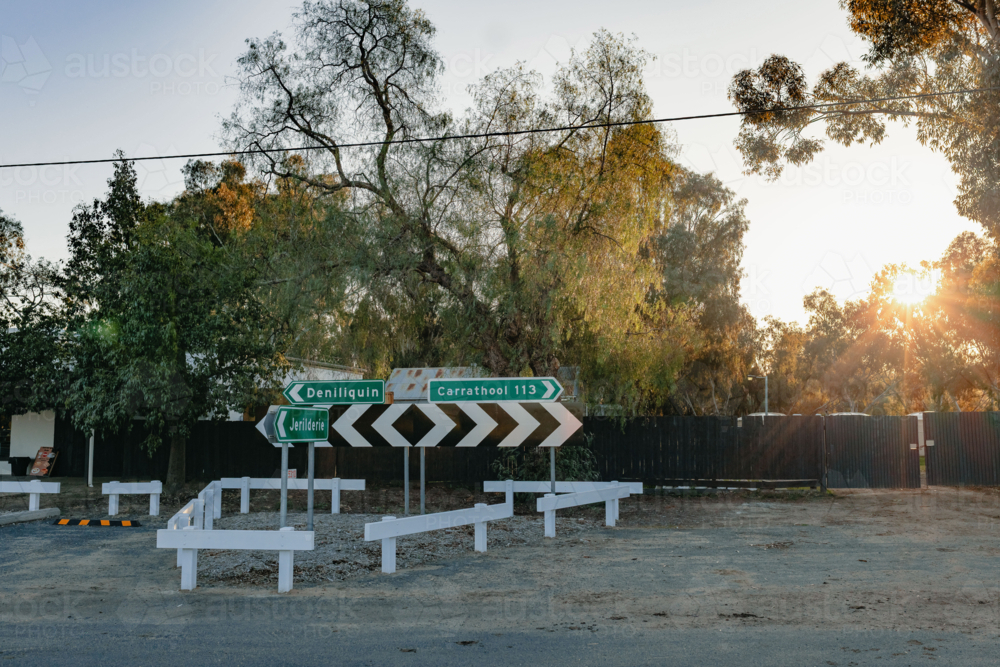 Image of Rural Australian road signs in Conargo point towards ...