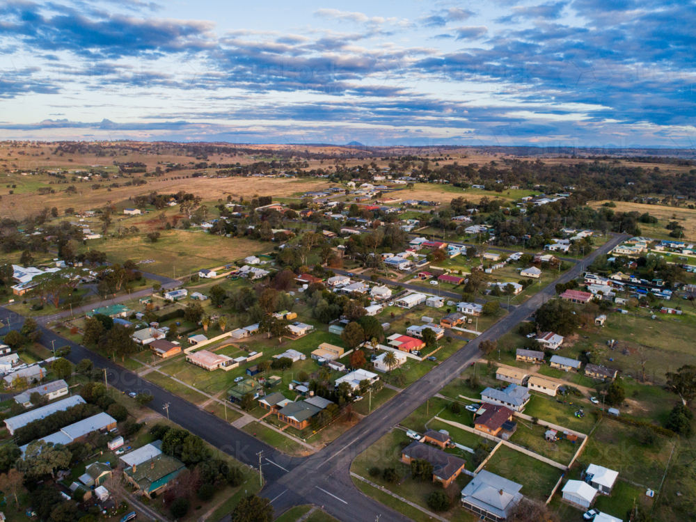 Image of Rural country town in NSW Australia seen from aerial view at ...