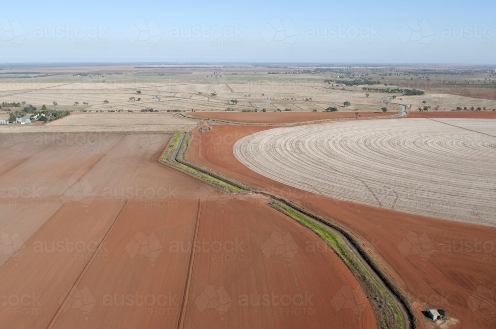 Rural Outback Aerial Farming Landscape - Australian Stock Image