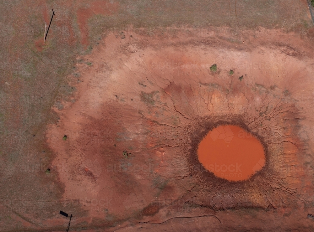 Rural Outback Aerial Landscape With Dam - Australian Stock Image