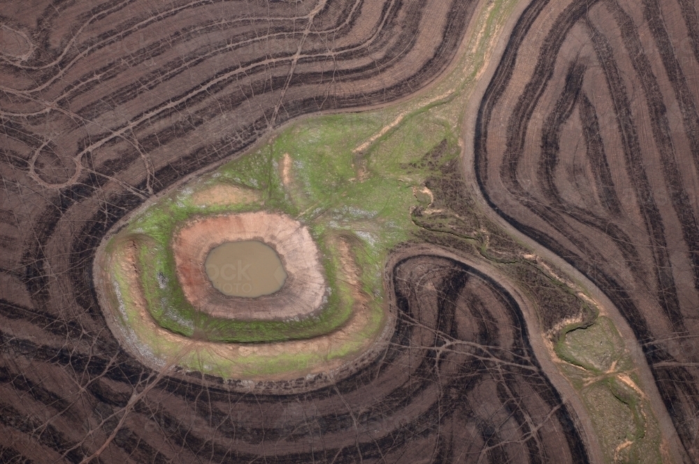 Rural Outback Aerial Landscape With Dam - Australian Stock Image
