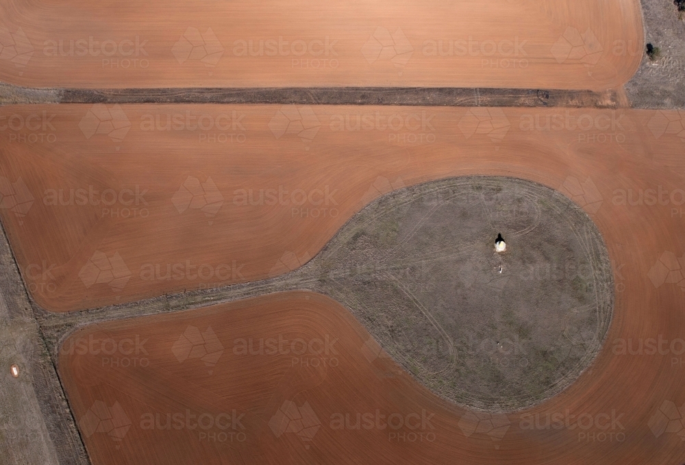 Rural Outback Aerial Landscape With Silo - Australian Stock Image