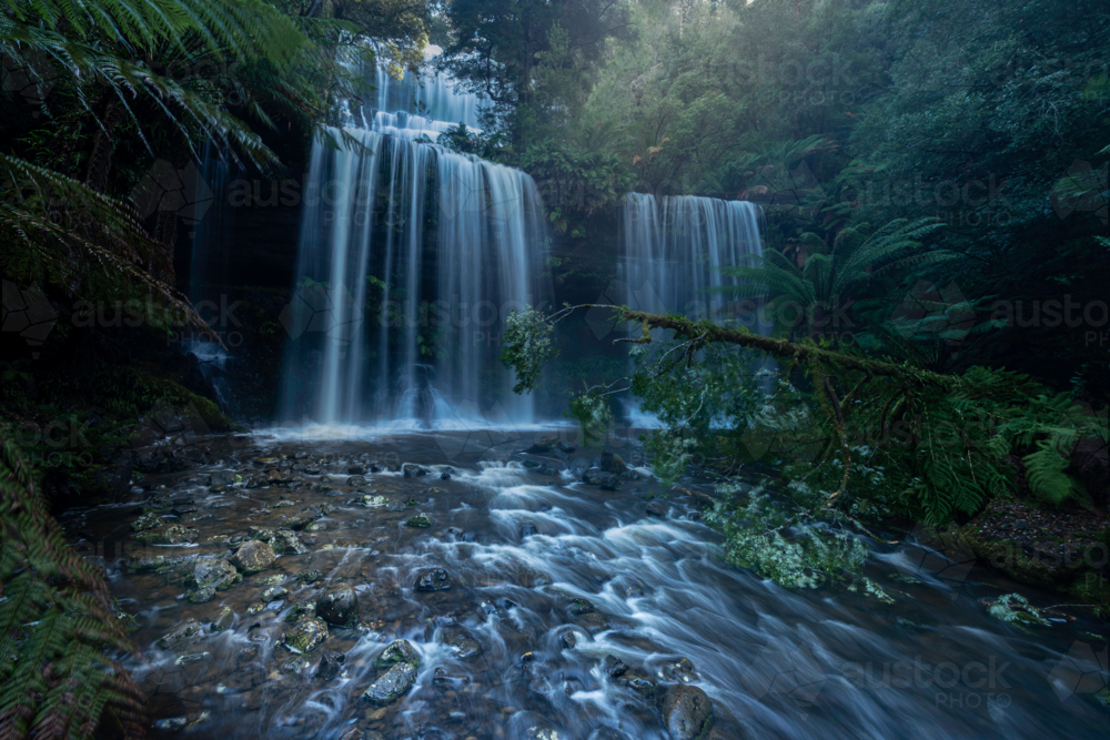 Russell Falls on a cold, sunny morning - Australian Stock Image
