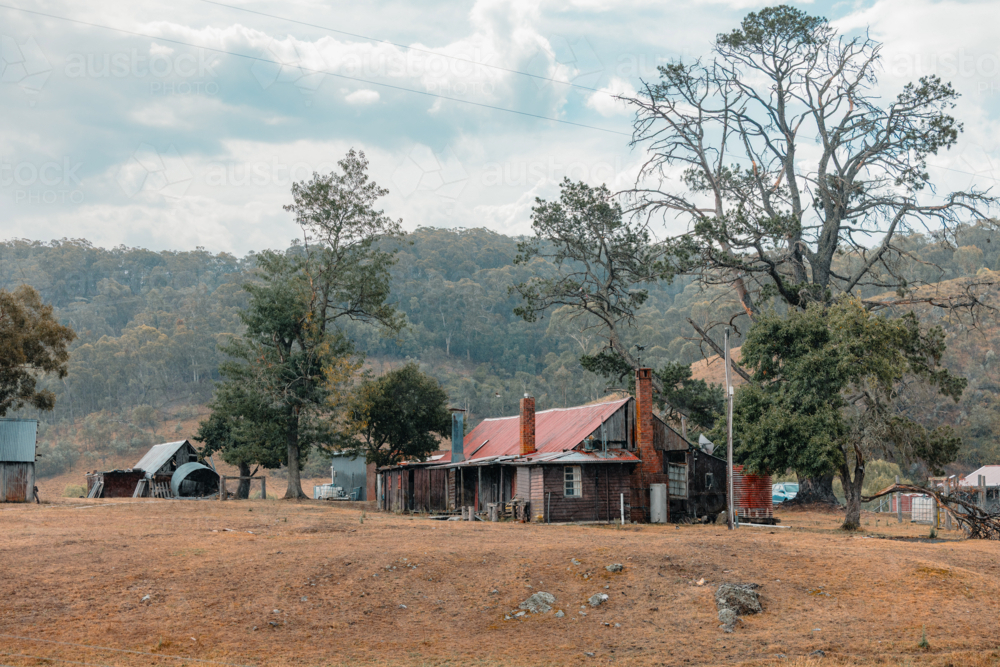 Image of Rustic Australian homestead with weathered wooden buildings ...