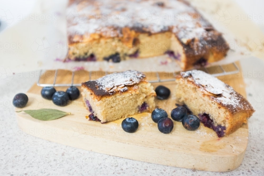 Rustic blueberry almond cake - Australian Stock Image