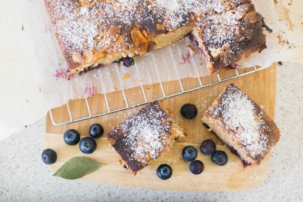 Rustic blueberry almond cake - Australian Stock Image