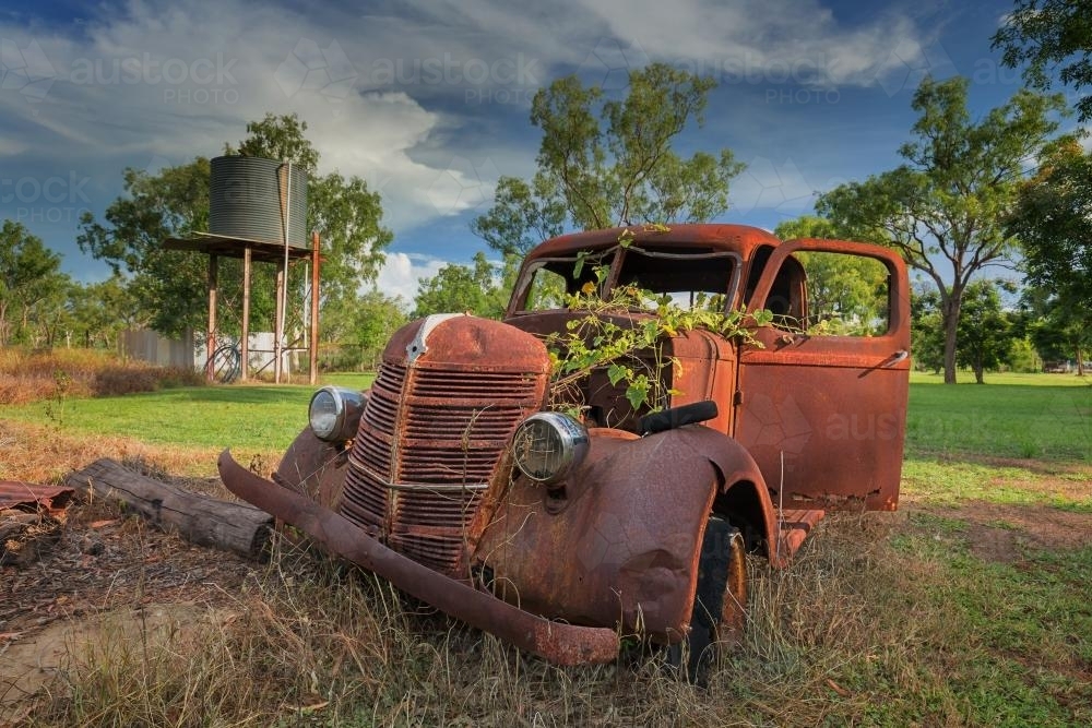 Rusty old car in the outback - Australian Stock Image