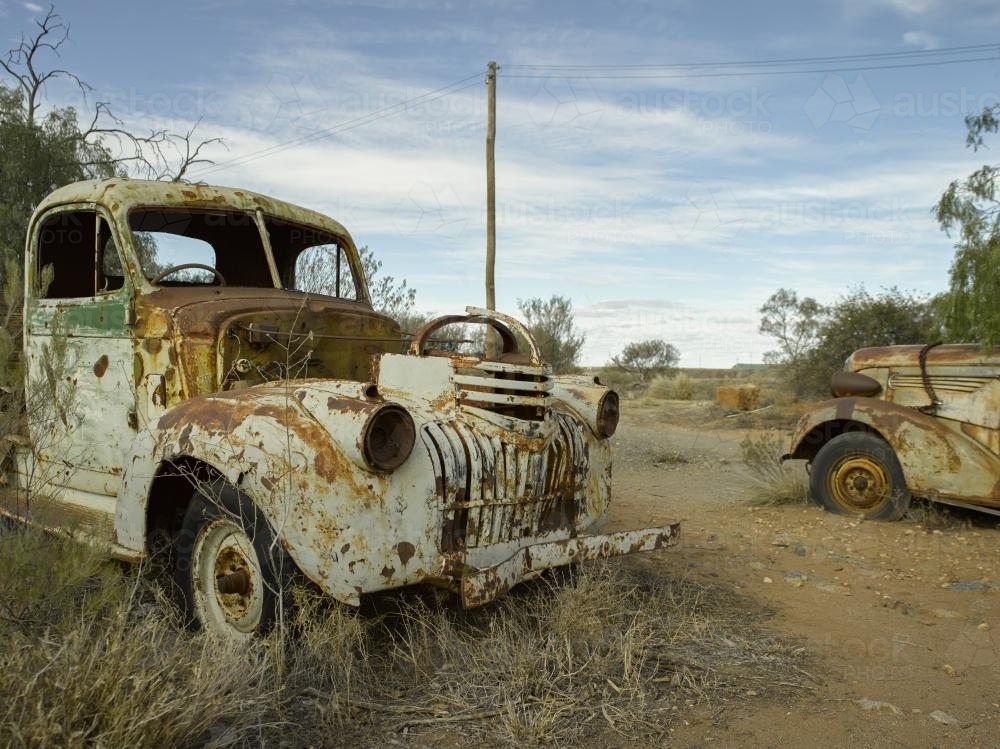 Rusty old cars in the outback - Australian Stock Image