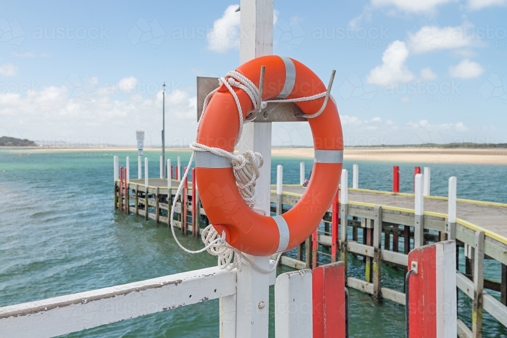 Safety Buoy on a pier - Australian Stock Image