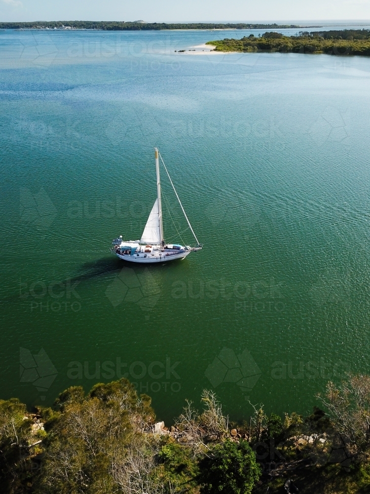 Sail boat on the Clarence River near Yamba - Australian Stock Image